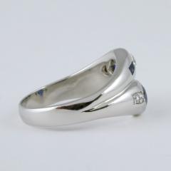 Late Art Deco Diamond Sapphire and Platinum Double Yin Yang Ring - 114554