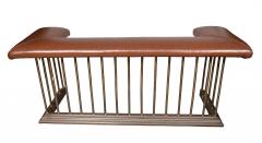 Late Victorian Brass And Leather Club Fender - 4458787