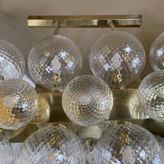 Late20th Century Italian Brass W Transparent Murano Art Glass Boules Chandelier - 2695688