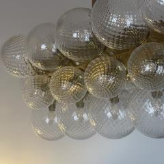 Late20th Century Italian Brass W Transparent Murano Art Glass Boules Chandelier - 2695690