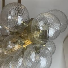 Late20th Century Italian Brass W Transparent Murano Art Glass Boules Chandelier - 2695691