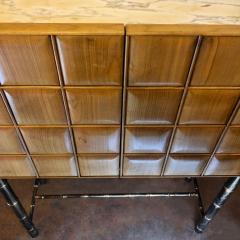 Late20th Century Pair of Cherrywood Cabinets w Marble Top Bronzed Bamboo Legs - 1673739