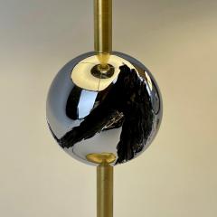 Late20th Century Pair of Italian Sculptural Nickel Brass Table Lamps w Shades - 2317777
