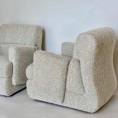 Late20th Century Pair of Italian Upholstered with Beige Boucle Fabric Armchairs - 3735316