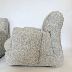 Late20th Century Pair of Italian Upholstered with Beige Boucle Fabric Armchairs - 3735318