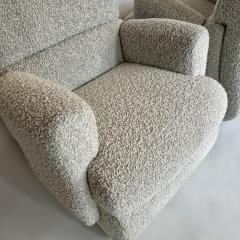 Late20th Century Pair of Italian Upholstered with Beige Boucle Fabric Armchairs - 3735319