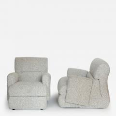 Late20th Century Pair of Italian Upholstered with Beige Boucle Fabric Armchairs - 3739998