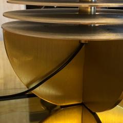 Late20th Century Pair of Space Age Aluminium Gold Table Lamps w Brown Shades - 1658735