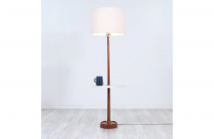 Laurel Light Co Mid Century Sculpted Walnut Floor Lamp with Travertine Stone by Laurel - 2683454