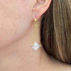 Lauren Harper Rainbow Moonstone White Diamond Chain Drop Earrings Lauren Harper - 4701340