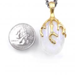 Lauren Harper Rainbow Moonstone White Diamond Double Link Chain Long Necklace Lauren Harper - 4701326