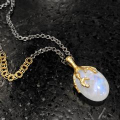 Lauren Harper Rainbow Moonstone White Diamond Double Link Chain Long Necklace Lauren Harper - 4701329