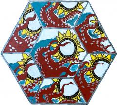 Laurence Calabuig ENDLESS REFLECTIONS L V OCTOPUSS Hexagonal painting - 1505932