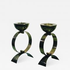 Lavoazione Artigiana ITALIAN MODERNIST PAIR OF BRASS CANDLESTICKS - 671269