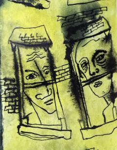 Lawrence Edward Kupferman Street Life New York Haunting Faces Windows Expressionism Mid Century - 3425944