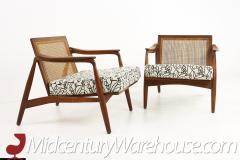 Lawrence Peabody Lawrence Peabody Mid Century Walnut and Cane Lounge Chairs A Pair - 2581070