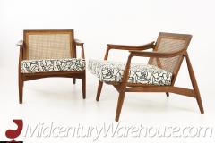 Lawrence Peabody Lawrence Peabody Mid Century Walnut and Cane Lounge Chairs A Pair - 2581071