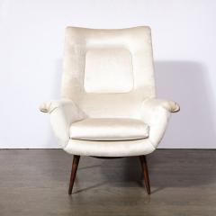 Lawrence Peabody Mid Century Tufted Back Lounge Chair in Platinum Velvet by Lawrence Peabody - 3197878