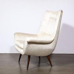 Lawrence Peabody Mid Century Tufted Back Lounge Chair in Platinum Velvet by Lawrence Peabody - 3197883