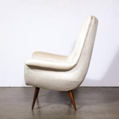 Lawrence Peabody Mid Century Tufted Back Lounge Chair in Platinum Velvet by Lawrence Peabody - 3197885