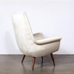 Lawrence Peabody Mid Century Tufted Back Lounge Chair in Platinum Velvet by Lawrence Peabody - 3197980