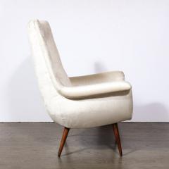 Lawrence Peabody Mid Century Tufted Back Lounge Chair in Platinum Velvet by Lawrence Peabody - 3197995