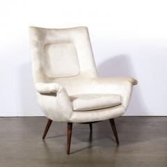 Lawrence Peabody Mid Century Tufted Back Lounge Chair in Platinum Velvet by Lawrence Peabody - 3198058