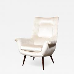 Lawrence Peabody Mid Century Tufted Back Lounge Chair in Platinum Velvet by Lawrence Peabody - 3202480