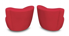 Lazar Pair Scroll Corkscrew Swivel Lounge Chairs Ottoman Castors Mid Century - 2699583