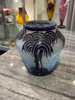 Le Verre Fran ais Art Deco Glass Vase Palmier Bleus by Le Verre Francais - 2911280