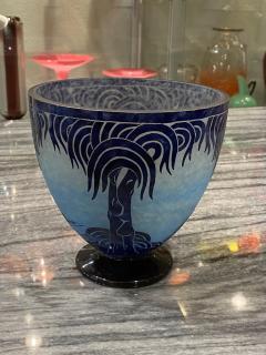 Le Verre Fran ais Art Deco Glass Vase Palmier Bleus by Le Verre Francais - 2911372