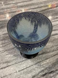 Le Verre Fran ais Art Deco Glass Vase Palmier Bleus by Le Verre Francais - 2911373
