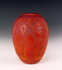 Le Verre Fran ais Nennuphars Rouges Art Deco Vase by Le Verre Francais - 3860743