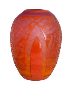 Le Verre Fran ais Nennuphars Rouges Art Deco Vase by Le Verre Francais - 3860757