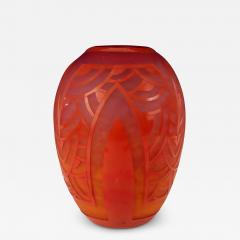 Le Verre Fran ais Nennuphars Rouges Art Deco Vase by Le Verre Francais - 3863253