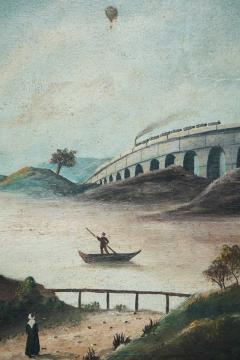 Le pont de chemin de fer painting M L Daguerry 1888 - 4535258