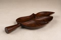 Leaf Form Serving Tray Sculptural Hand Carved Tray Decorative Serving Piece - 4606431