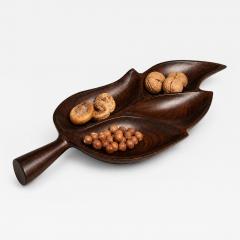 Leaf Form Serving Tray Sculptural Hand Carved Tray Decorative Serving Piece - 4609829
