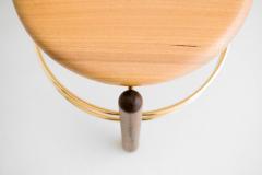 Leandro Garcia Brass and Wood Sculpted Stool Leandro Garcia Contemporary Brazil Design - 1348546