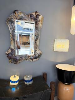 Leandro Sciutto Ceramic Enameled Sculpture Mirror by Leandro Sciutto Italy 1940s - 4608189