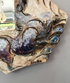 Leandro Sciutto Ceramic Enameled Sculpture Mirror by Leandro Sciutto Italy 1940s - 4608192