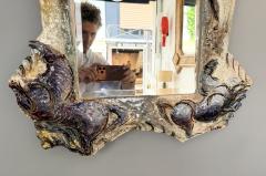 Leandro Sciutto Ceramic Enameled Sculpture Mirror by Leandro Sciutto Italy 1940s - 4608194