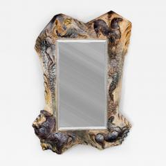 Leandro Sciutto Ceramic Enameled Sculpture Mirror by Leandro Sciutto Italy 1940s - 4608267