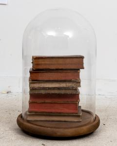 Leather Books in Glass Cloche - 2368974