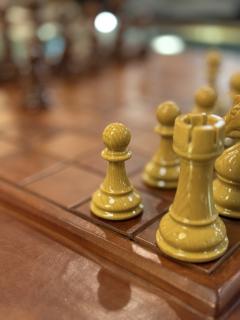 Leather Chess Set with Carved Wooden Pieces Italy 1960s 1970s - 4439057