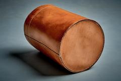 Leather Paper Basket with White Stitching - 4529039