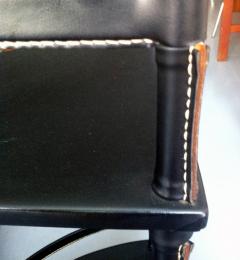 Leather Wrapped and Stitched Corner Shelf Brass Table - 51913