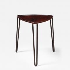 Leather and Metal Stool France c 1950 - 3555478