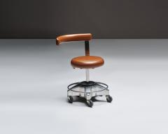 Leather and Steel Professional Assistant Stool Europe Late 20th C - 4828386
