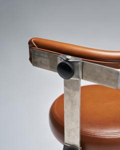 Leather and Steel Professional Assistant Stool Europe Late 20th C - 4828390